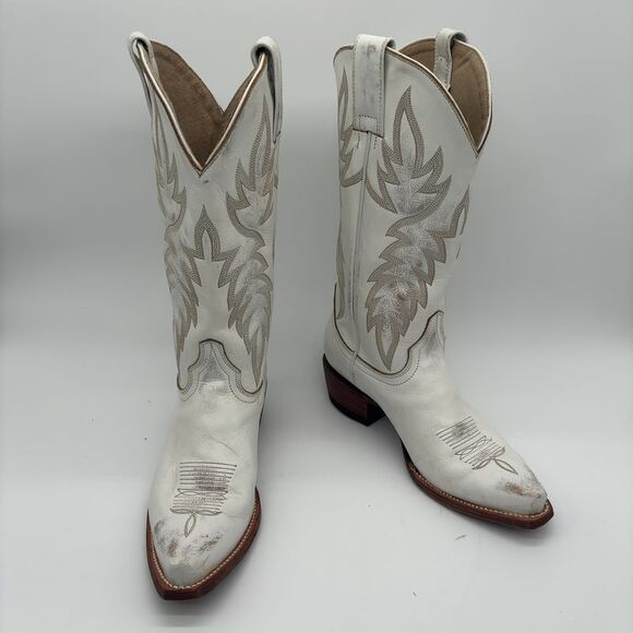 Idyllwind Shoes - Idyllwind White Leather Western Heeled Cowboy Boots- Snip toe